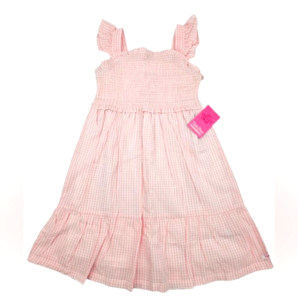 Ruffle Butts Pink Gingham Smocked Flutter Strap Cotton Dress - Picture 2 of 6